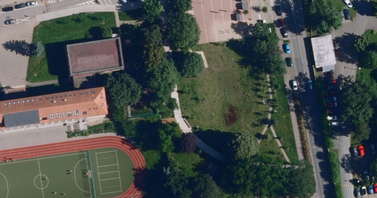 Letecký snímek – Workoutové hřiště Workout Park Řehova, Brno