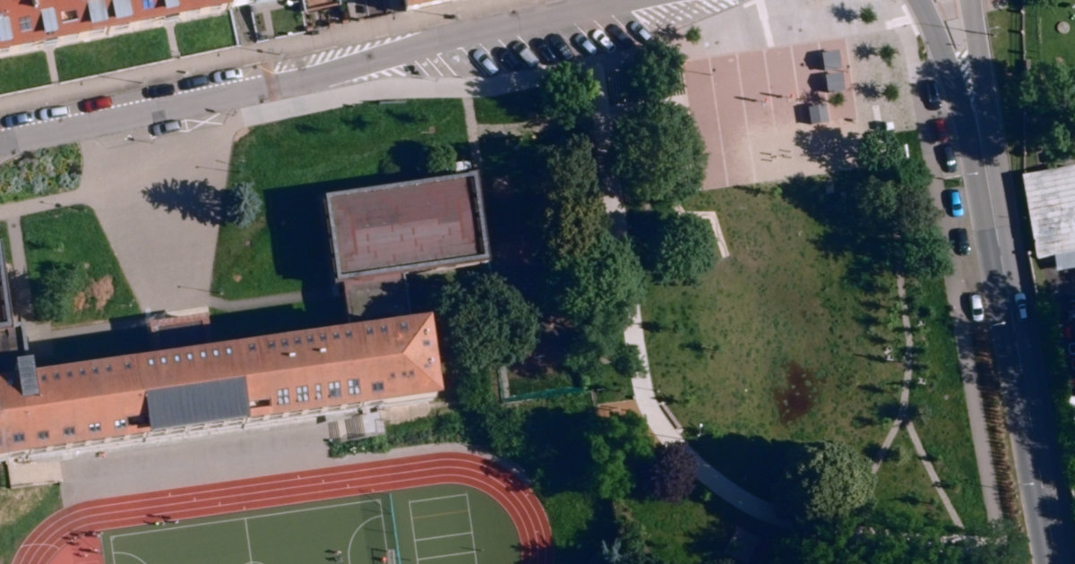 Letecký snímek – Basketbalové hřiště Basketbal Park Řehová, Brno