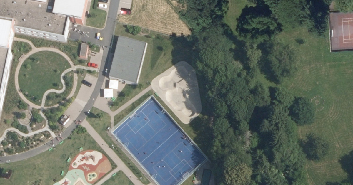 Letecký snímek – Skatepark Bowl Říčany, Říčany