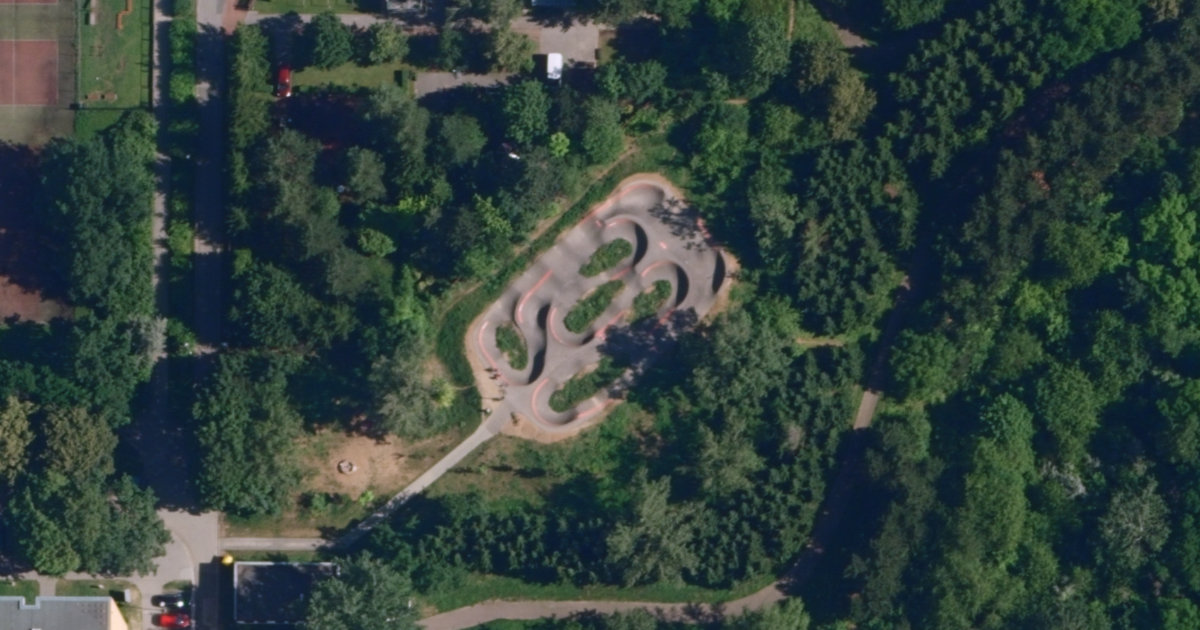 Letecký snímek – Pumptrack Pumptrack Vinohrady, Brno