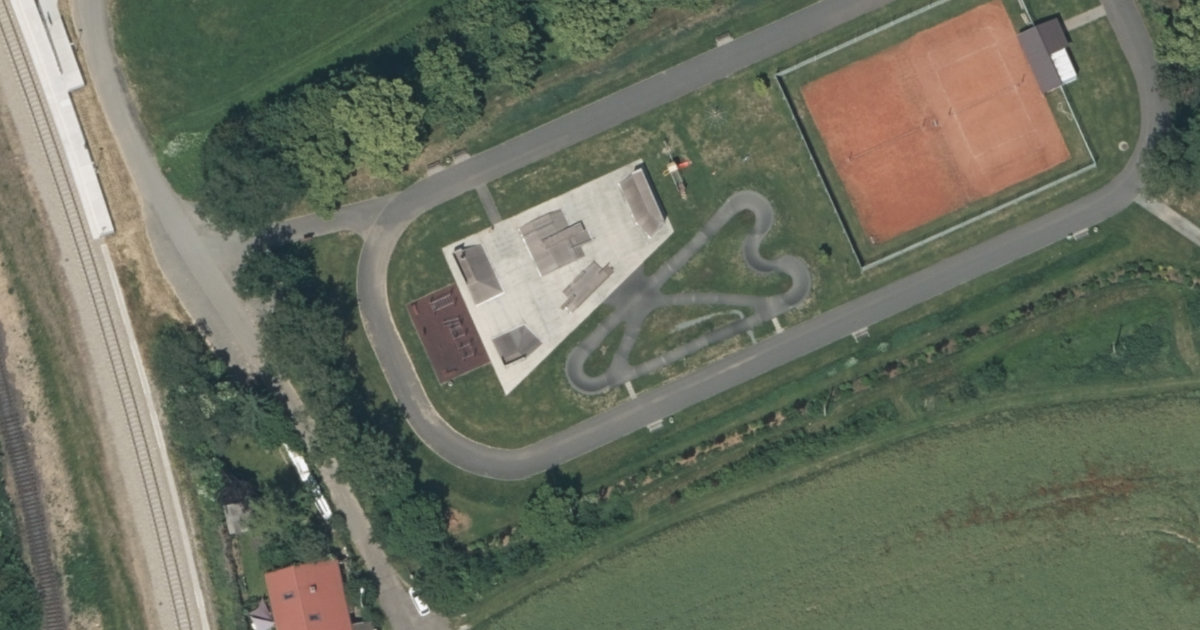 Letecký snímek – Skatepark Skatepark Dýšina, Dýšina
