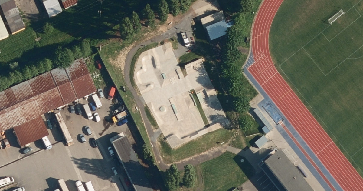 Letecký snímek – Skatepark Skatepark Nový Jičín, Nový Jičín