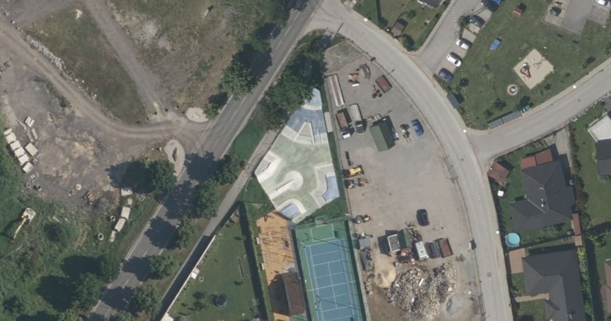 Letecký snímek – Skatepark Skatepark Včelná, Včelná