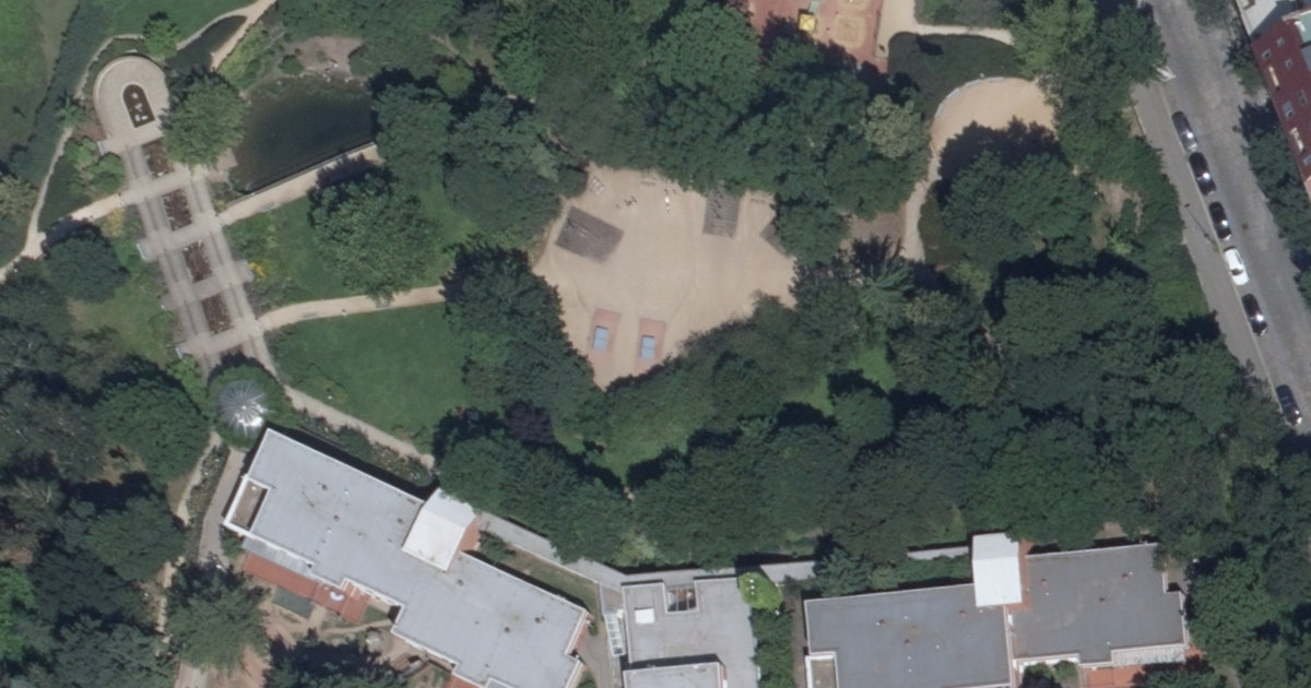 Letecký snímek – Pingpongový stůl Stolní tennis Riegrovy sady, Praha